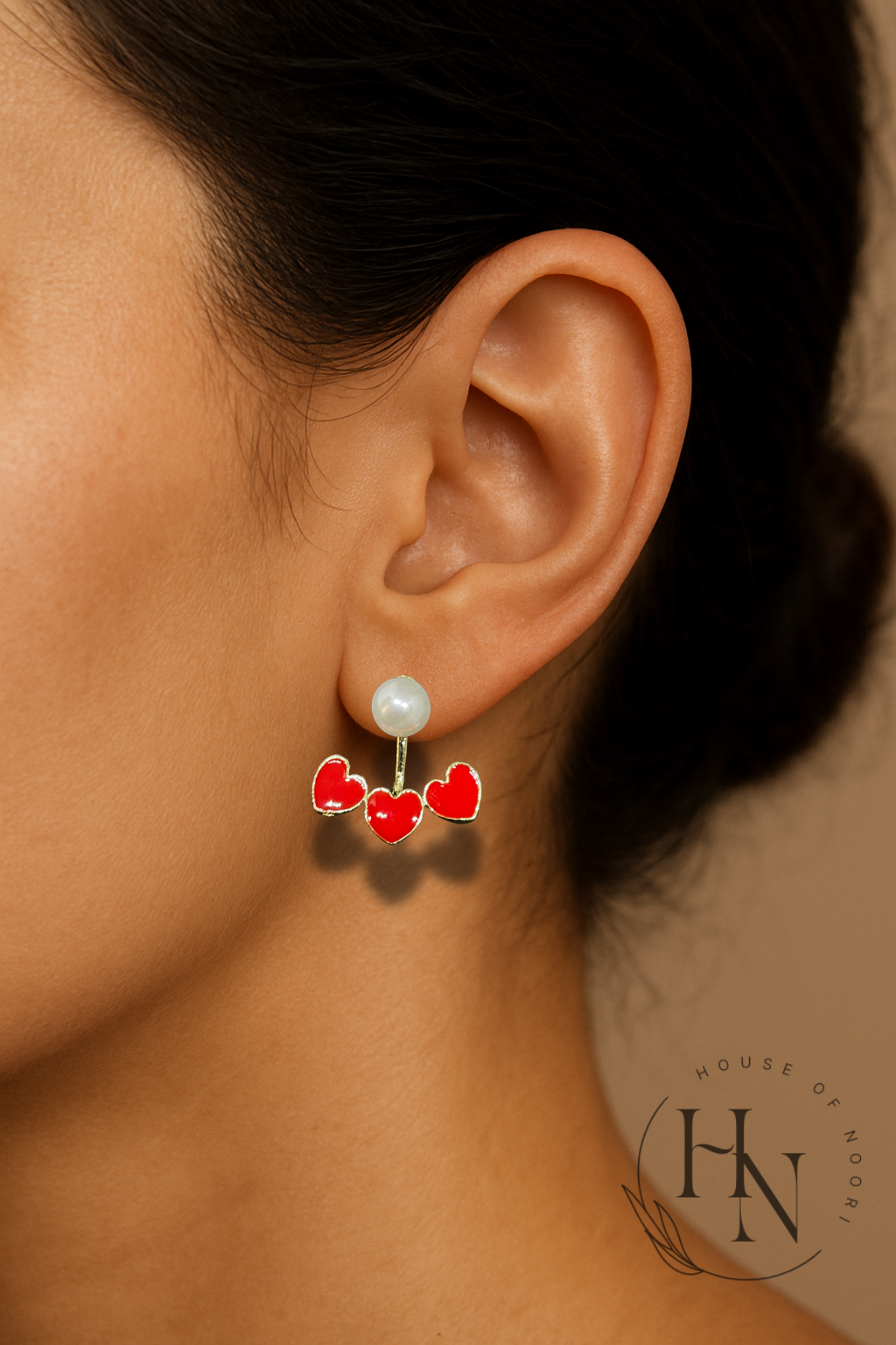 Red Bead Dangling Earrings