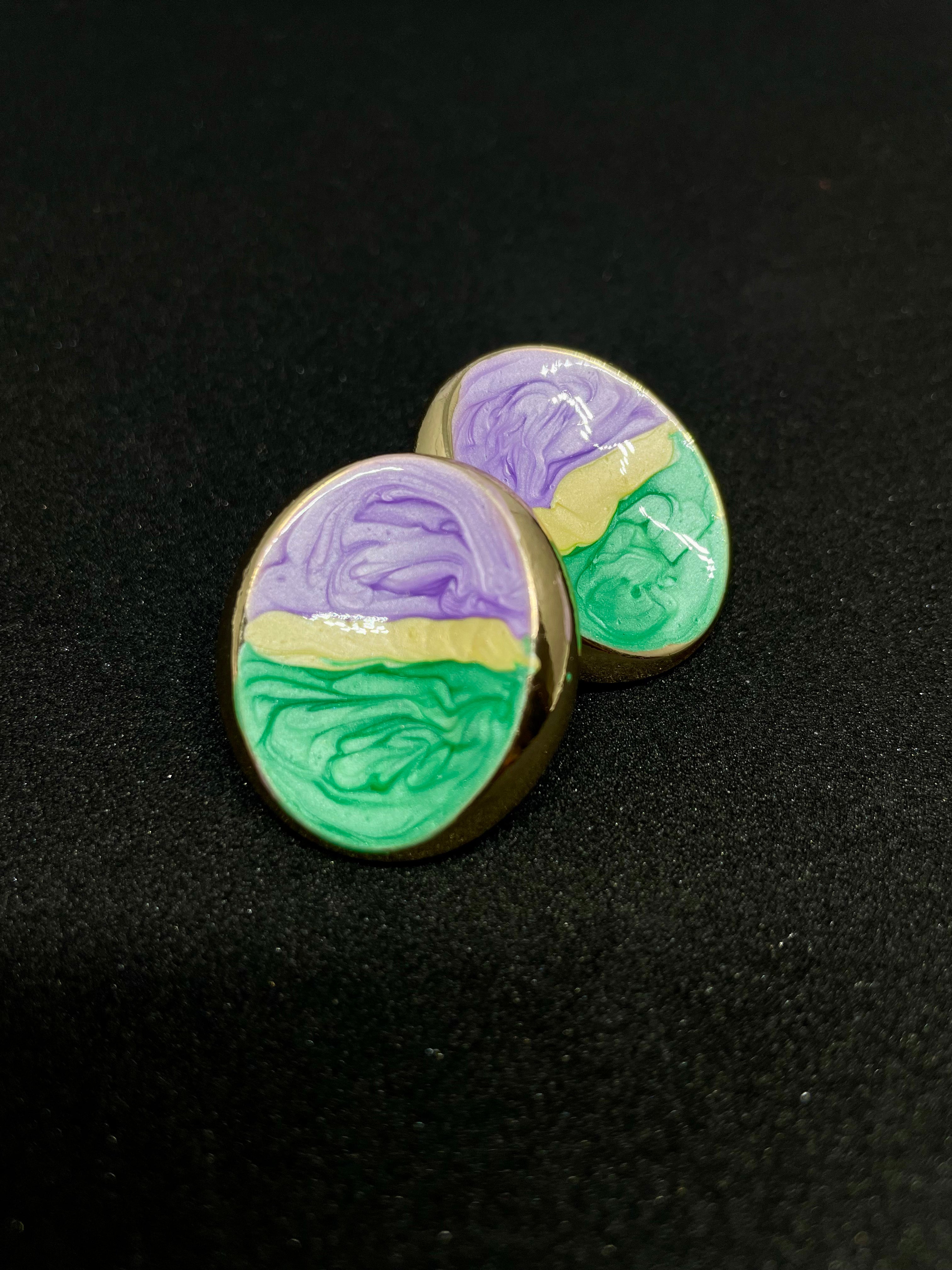 Blue & Green Circular Earrings