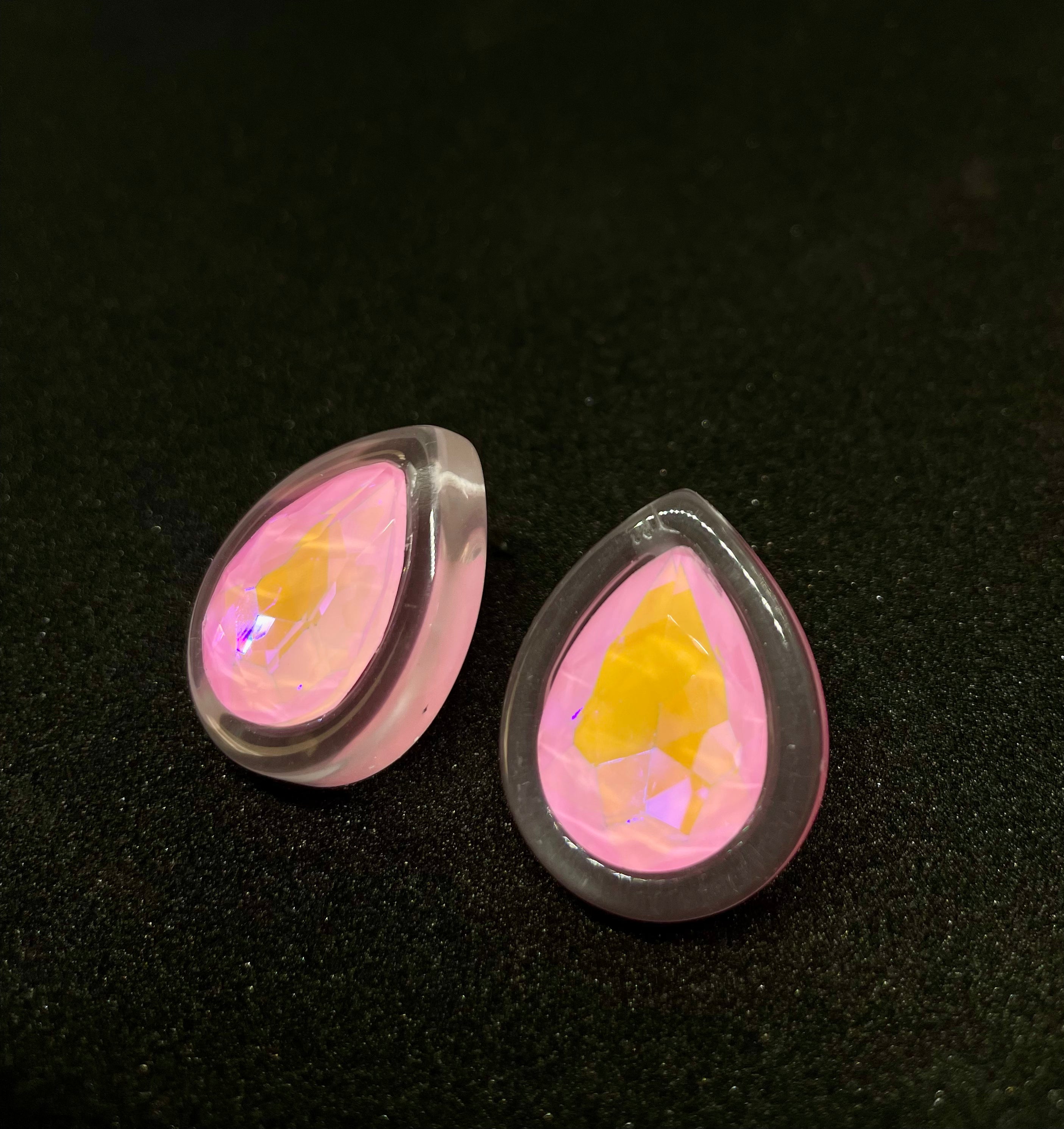 Iridescent Pink Stud Earrings