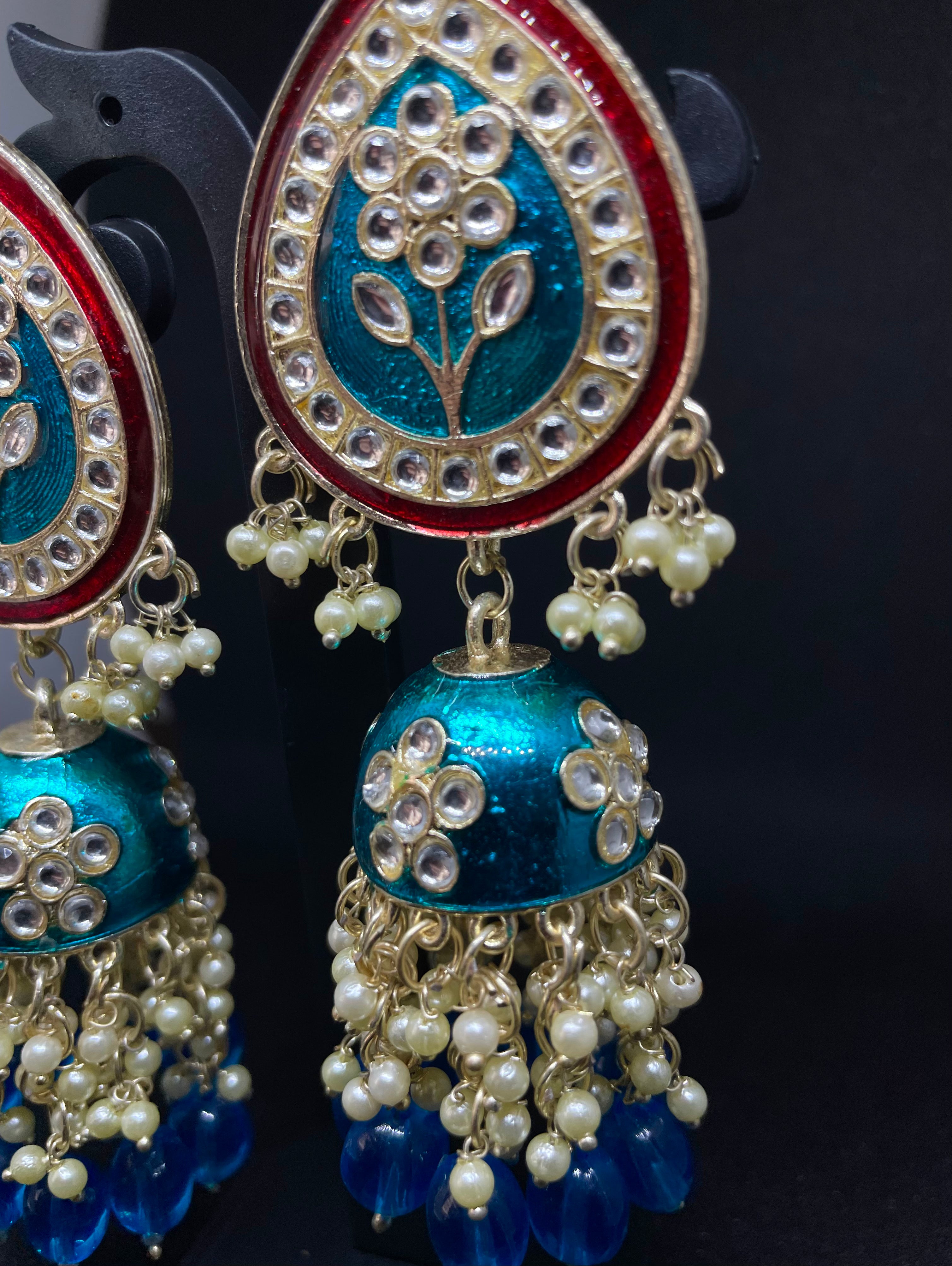 Blue Beaded Chandbalis