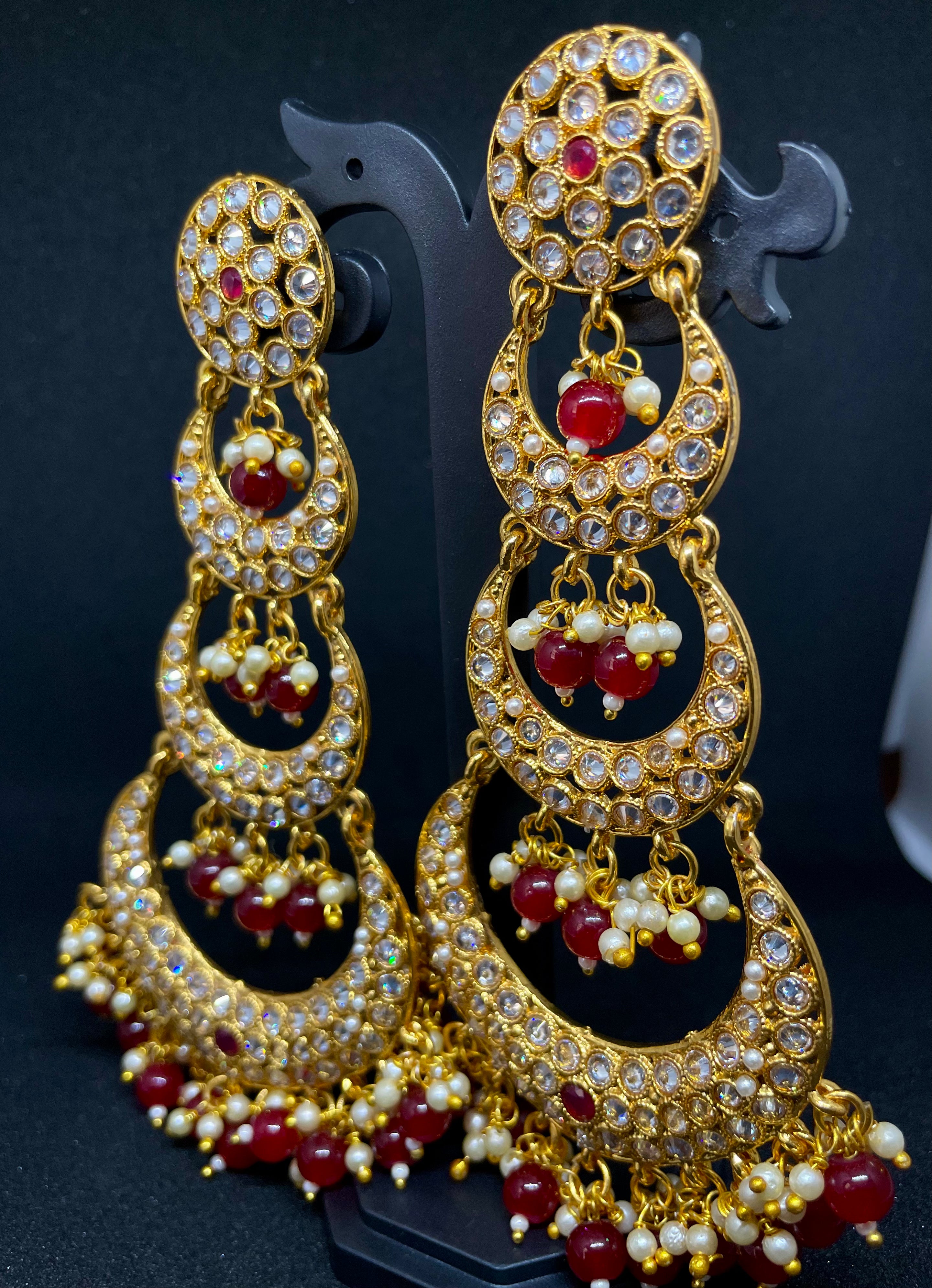 Golden Bridal Jhumkas with Beads