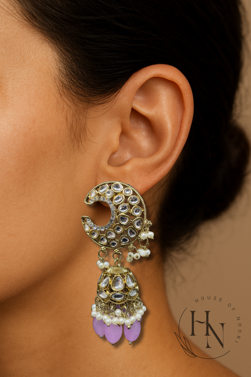 Golden Drop Earrings with Beads