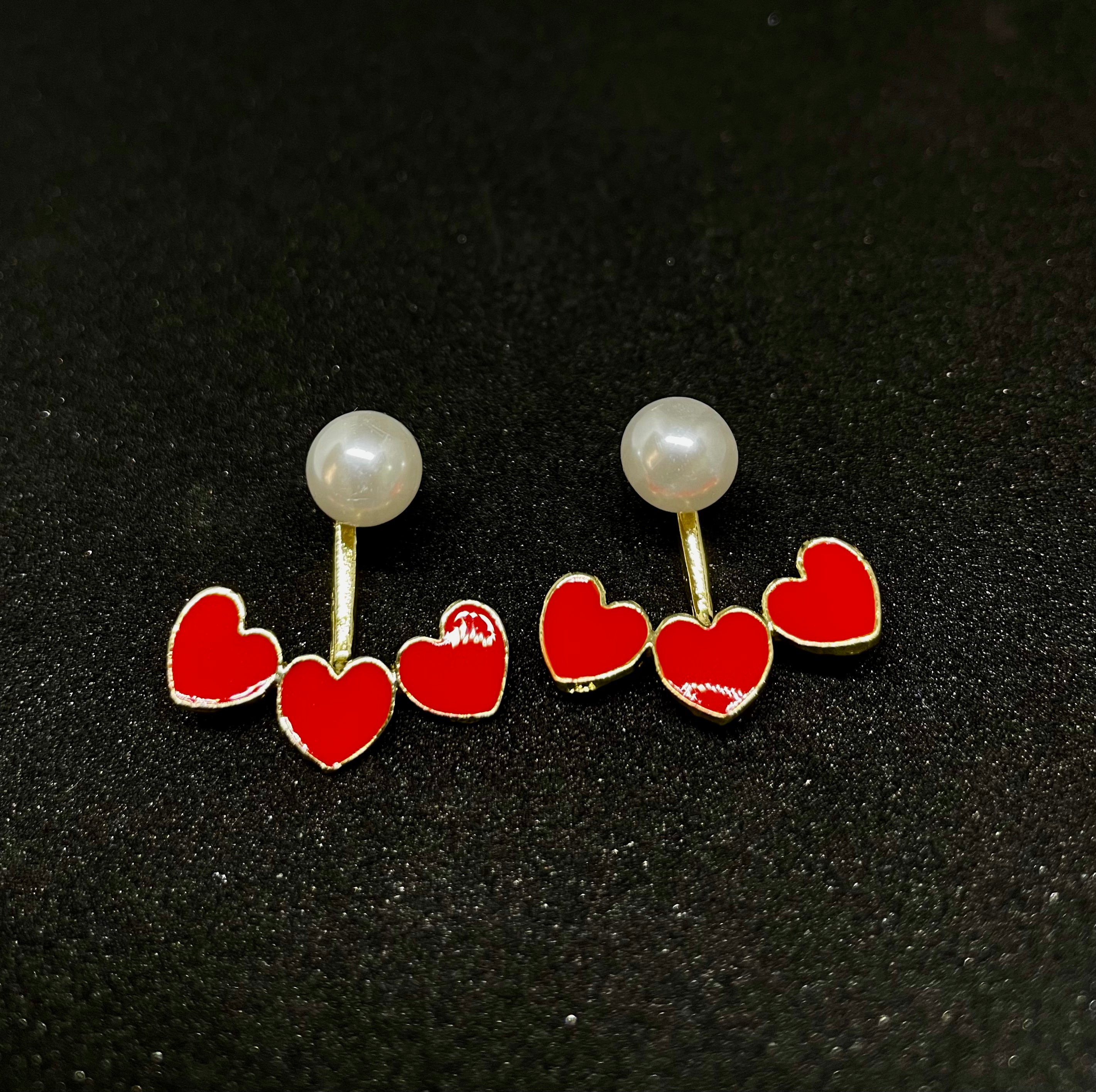 Red Bead Dangling Earrings