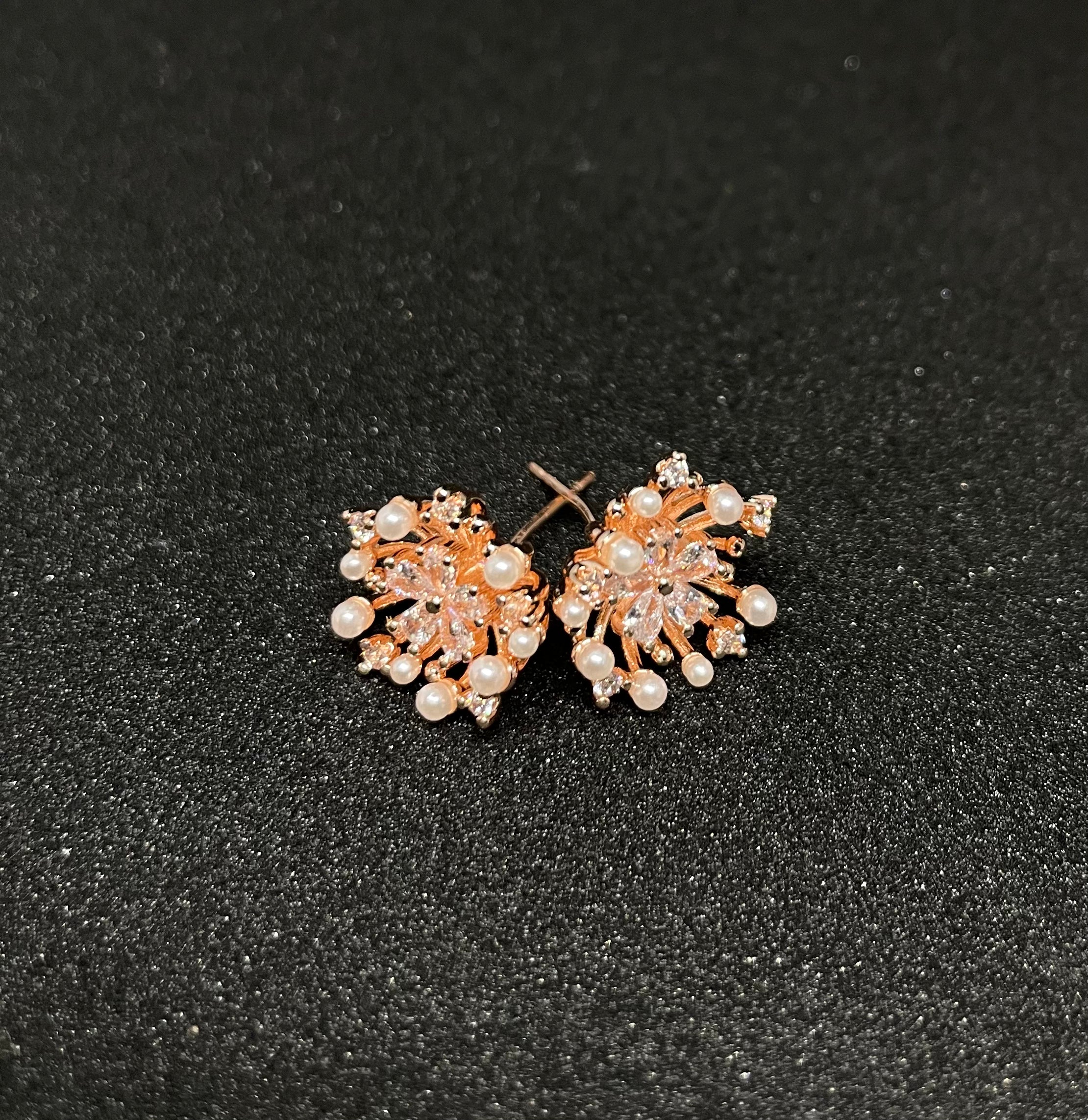 Rose Gold Floral Stud Earrings
