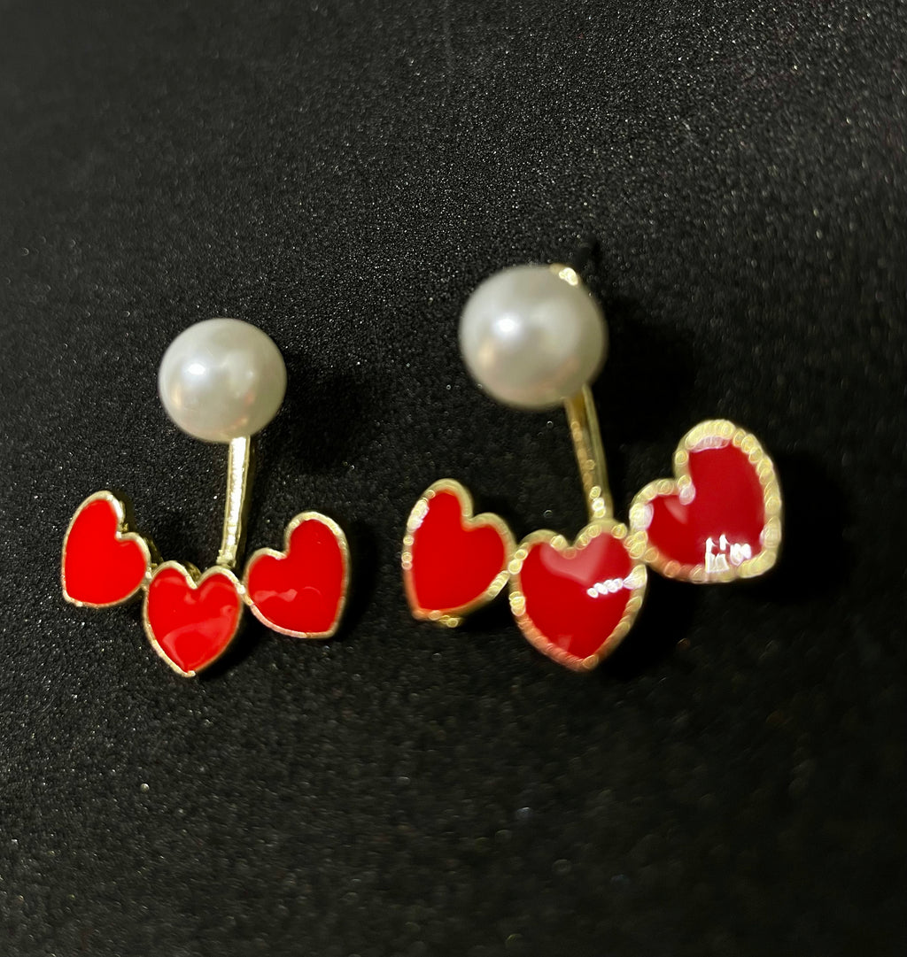 Red Bead Dangling Earrings