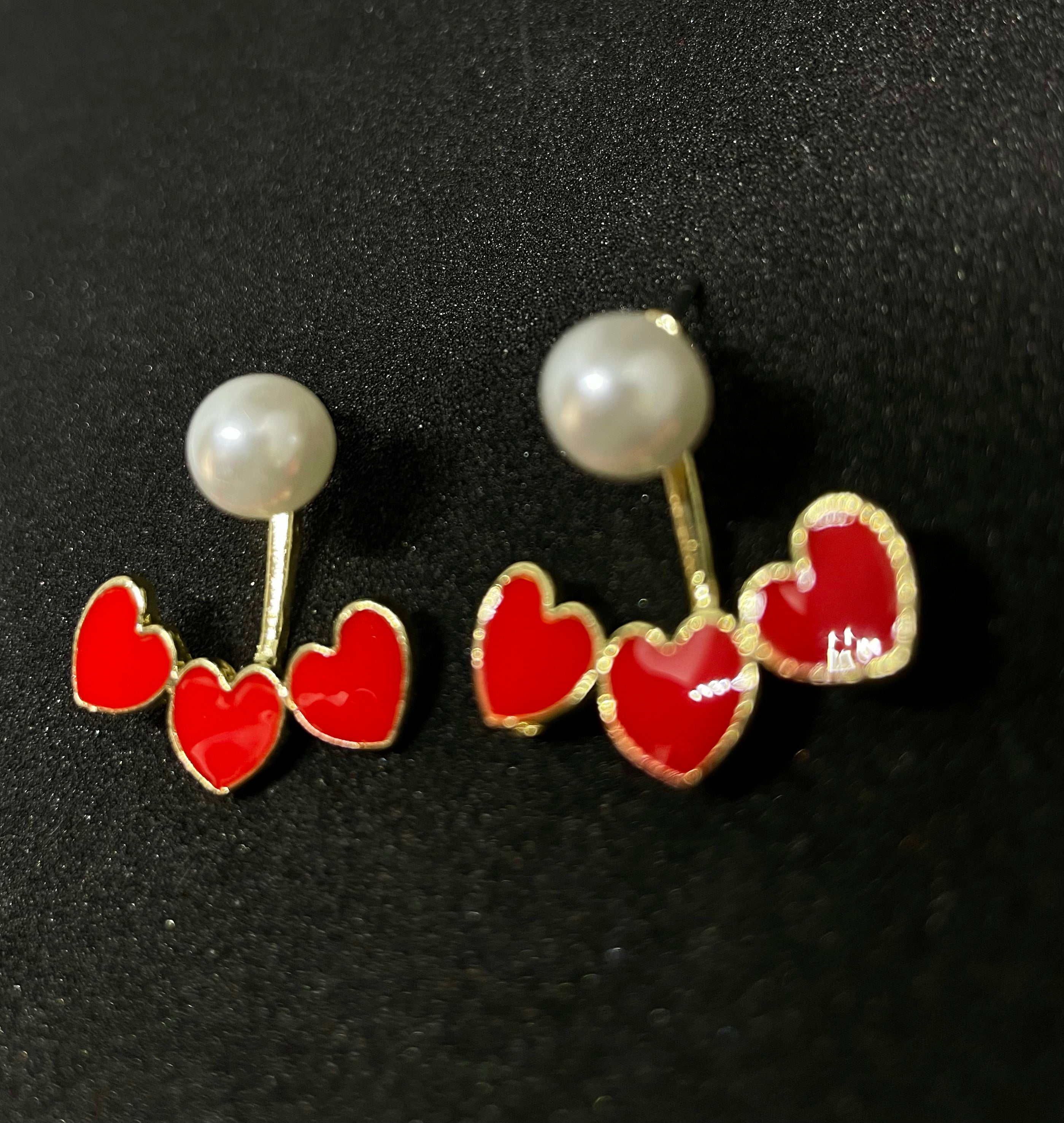 Red Bead Dangling Earrings