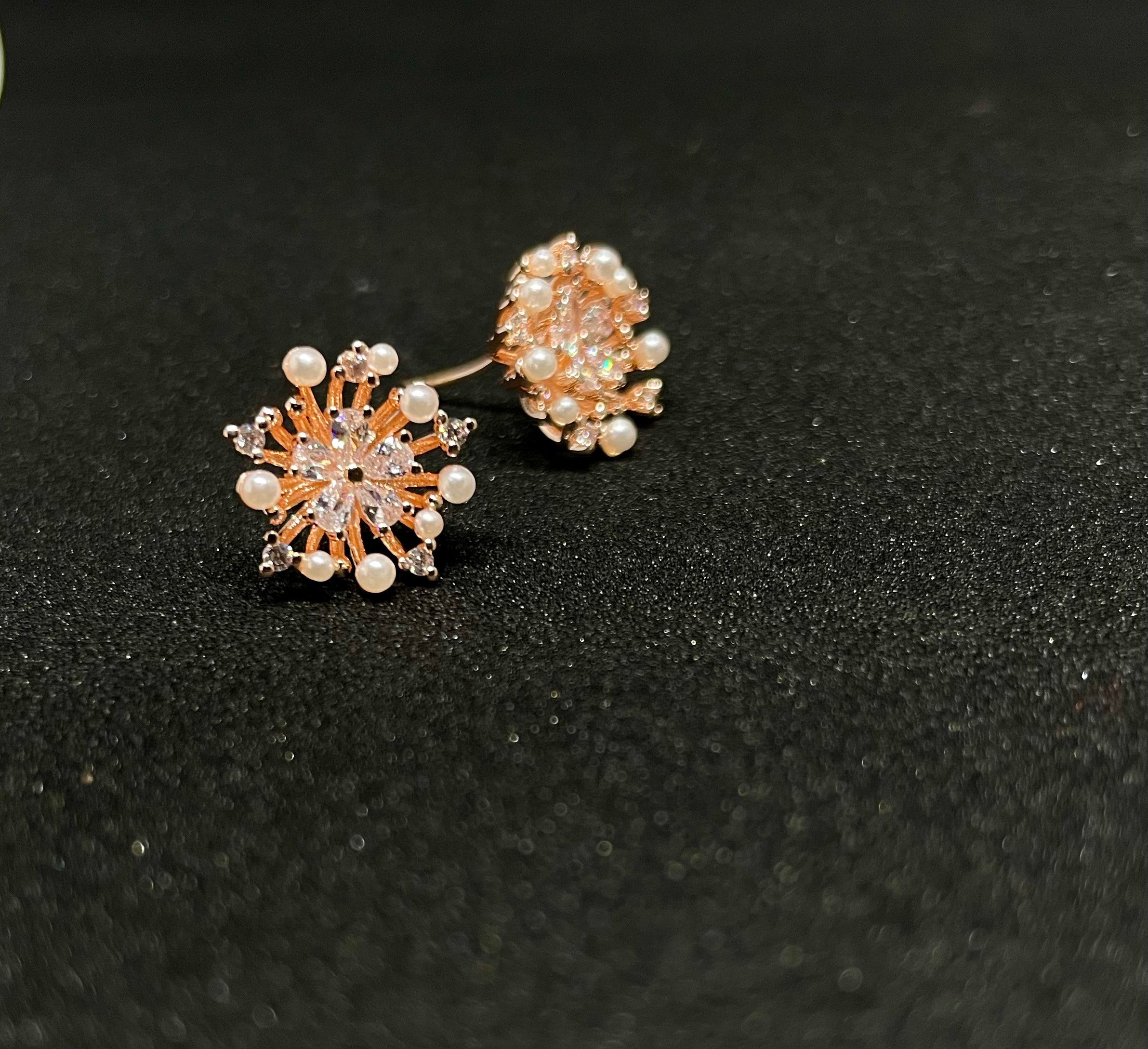 Rose Gold Floral Stud Earrings
