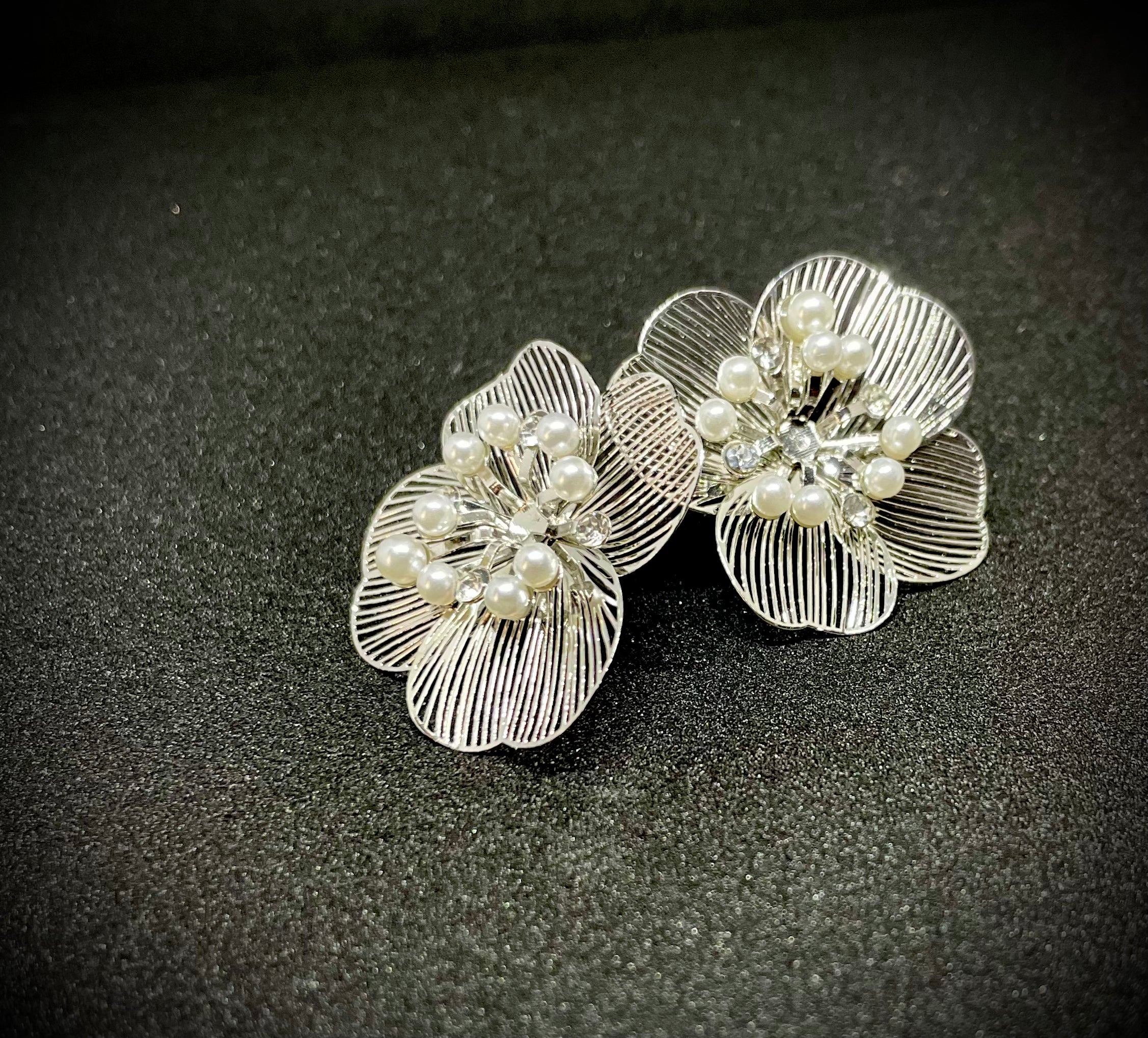 Silver Floral Stud Earrings