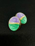 Blue & Green Circular Earrings