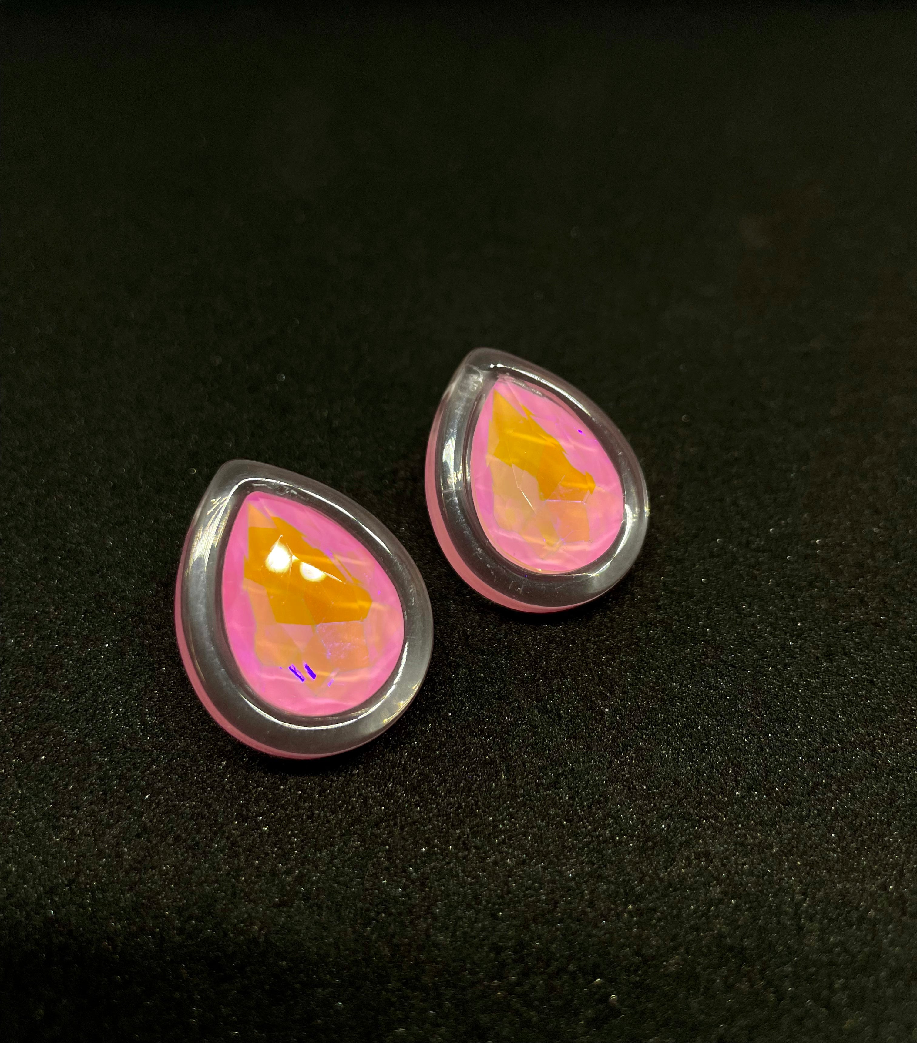 Iridescent Pink Stud Earrings