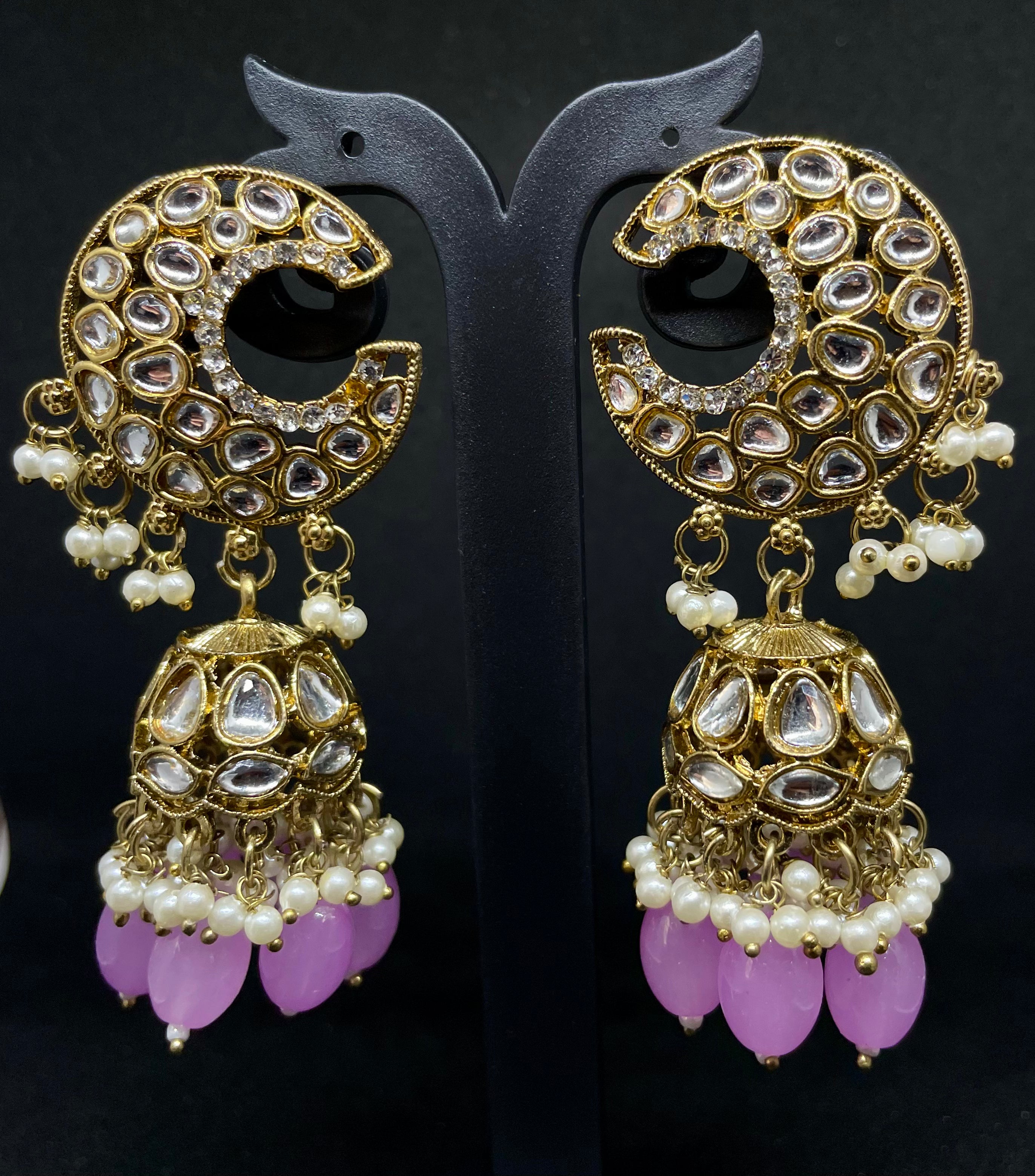 Golden Drop Earrings with Beads