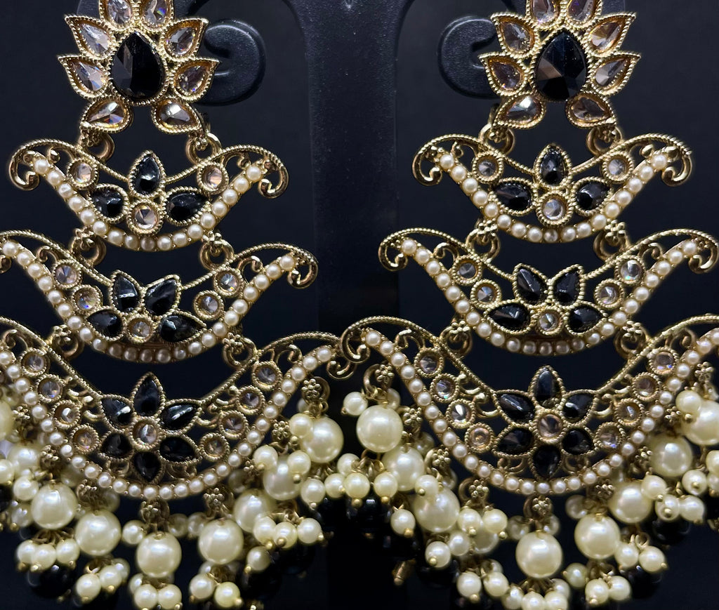 Oxidised Golden Pearl Jhumkas