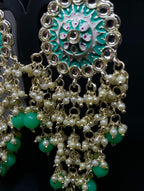 Mint Green Chandbalis with Pearls