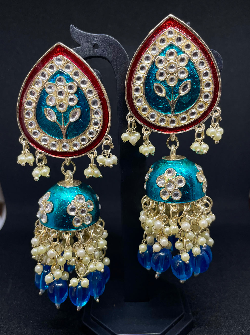 Blue Beaded Chandbalis