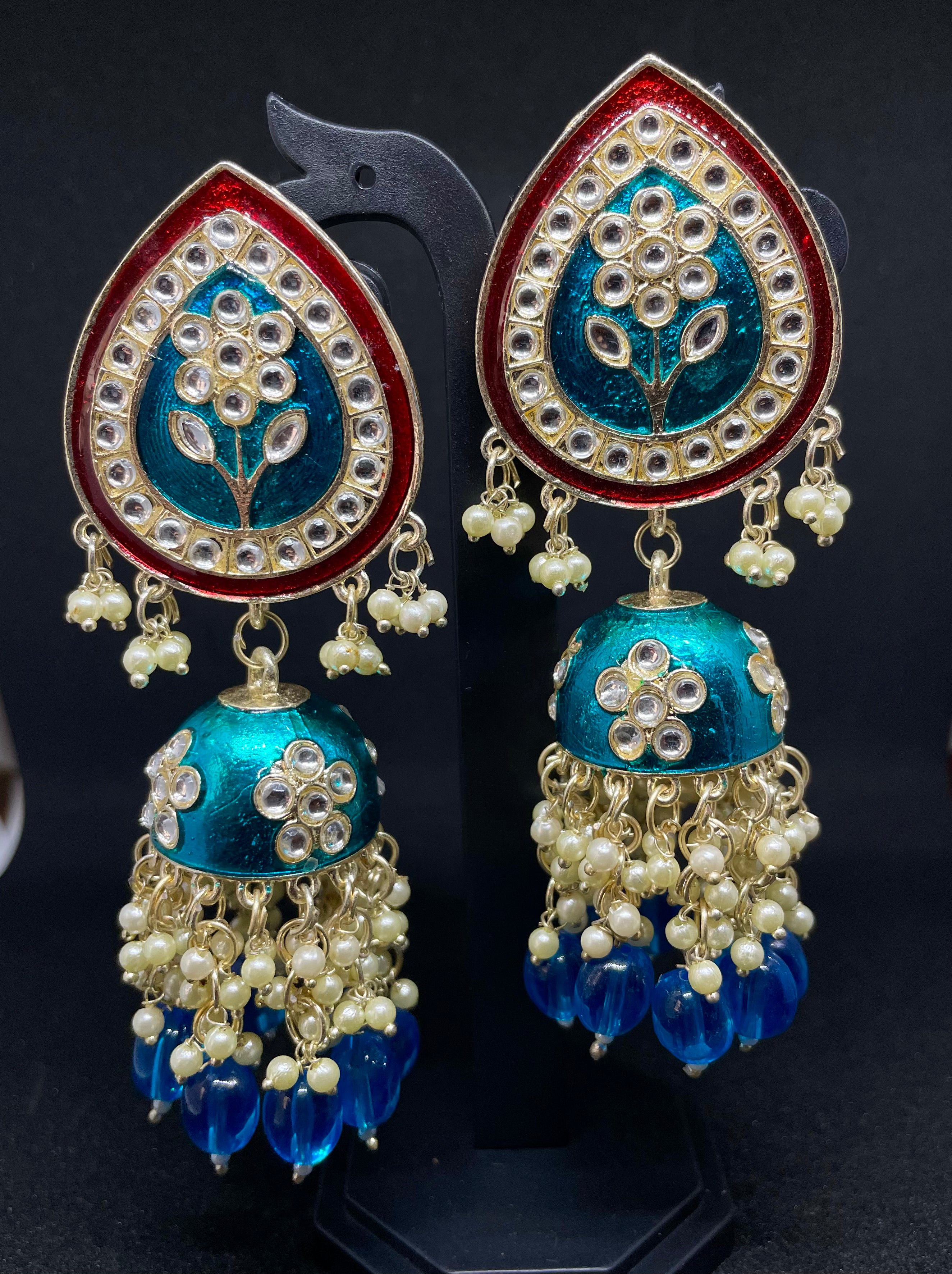 Blue Beaded Chandbalis