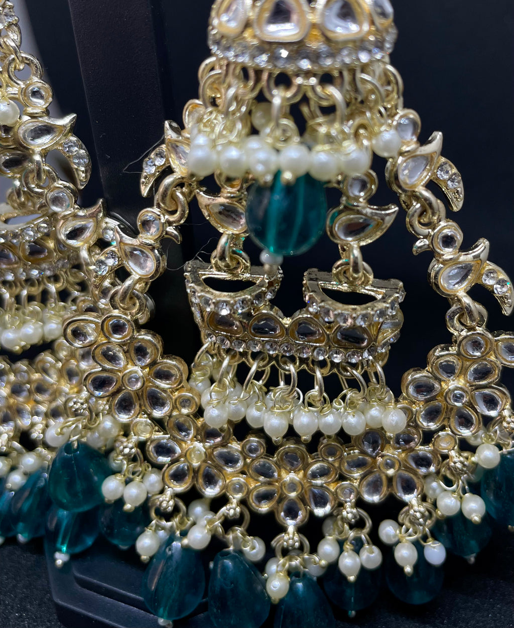 White & Blue Stone Jhumkas