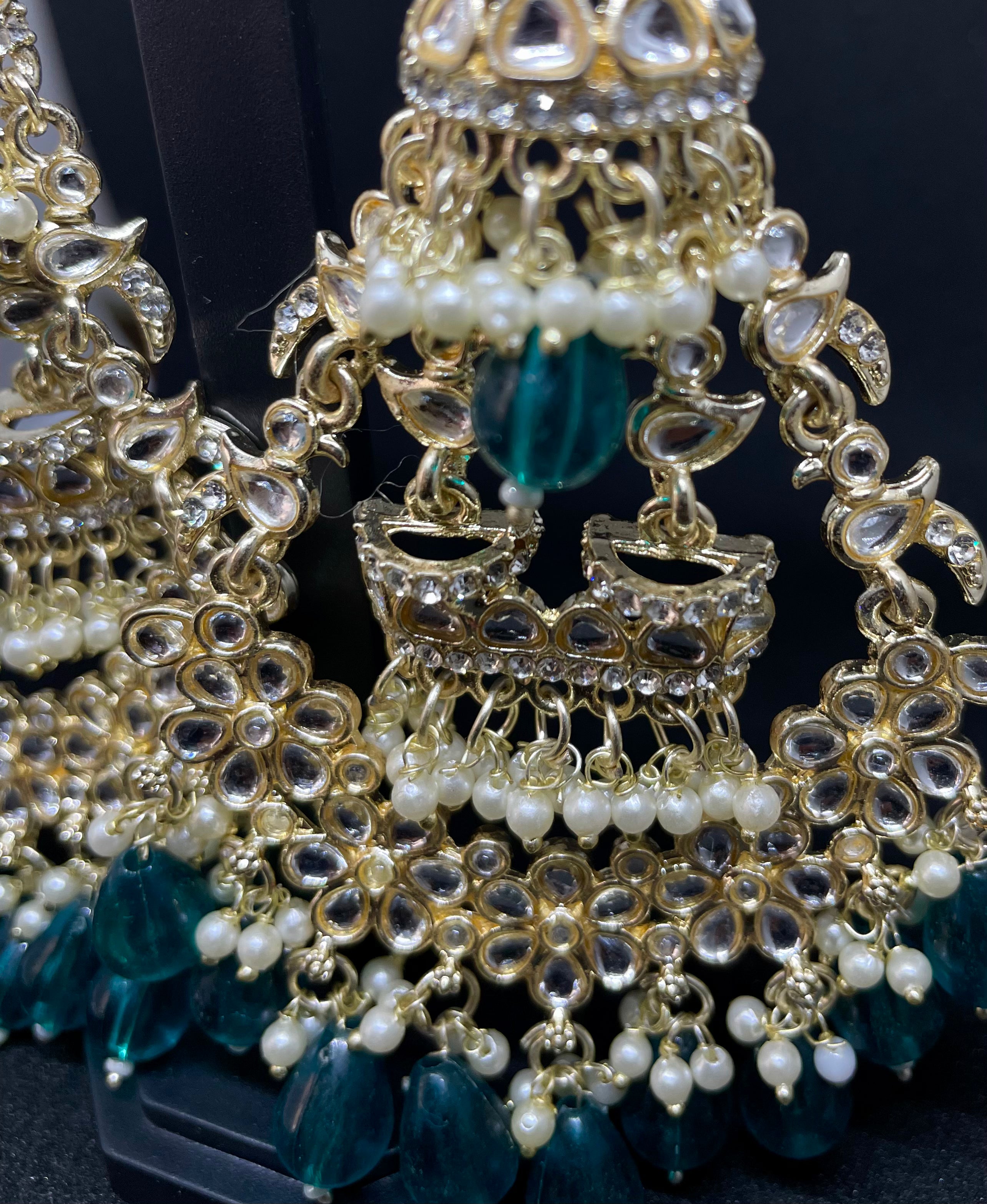 White & Blue Stone Jhumkas