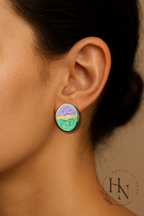 Blue & Green Circular Earrings