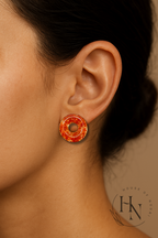 Coral Pink Hoop Earrings