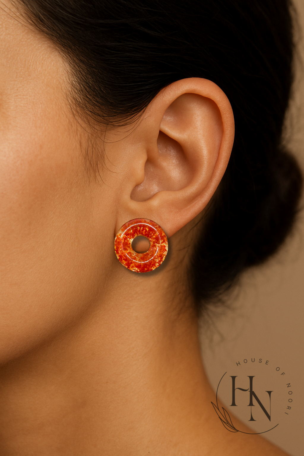 Coral Pink Hoop Earrings