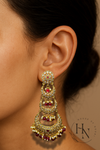 Golden Bridal Jhumkas with Beads